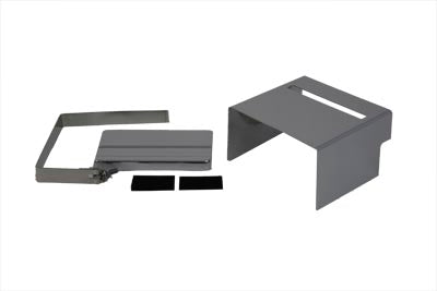 Chrome Slotted Battery Cover Top, Side, Stainless Steel Strap Kit Fits Harley FX 1971-1978 XLCH 1970-1978