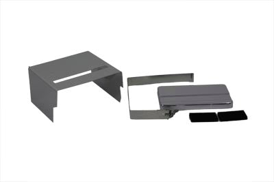 Chrome Slotted Battery Cover Top, Side, Stainless Steel Strap Kit Fits Harley FX 1971-1978 XLCH 1970-1978