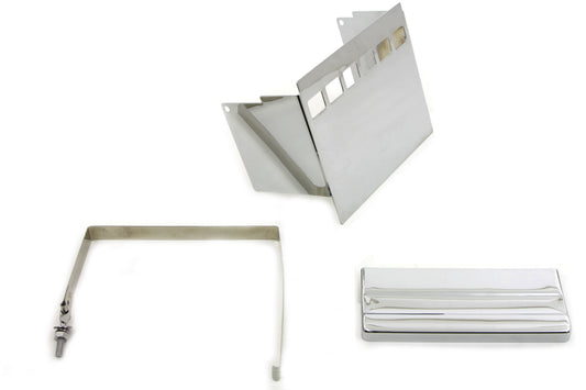 Chrome Square Battery Cover Kit Top, Side, & Stainless Steel Strap FXS 1979-1984 FXE 1973-1984