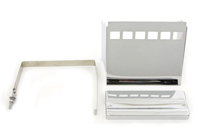 Chrome Square Battery Cover Kit Top, Side, & Stainless Steel Strap FXS 1979-1984 FXE 1973-1984