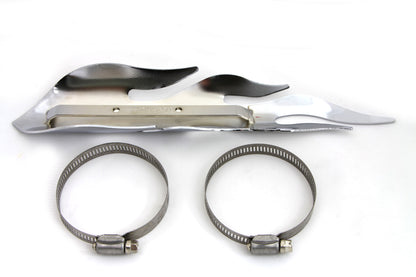 Universal 11" Long Motorcycle Harley Cruiser Exhaust Heat Shield Flame Style Will fit 2-1/4" Pipe