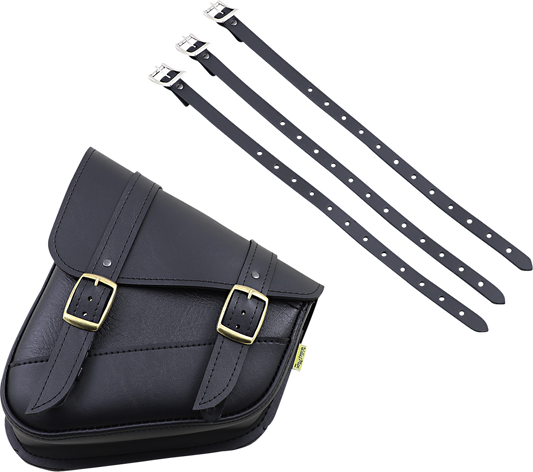 Willie & Max Left Side Black Leather Swing Arm Saddlebag 1986-17 Harley Softail