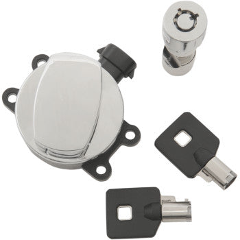 DRAG SPECIALTIES 2106-0248 Side Hinge Ignition Switch with Fork Lock - Chrome for Harley Models