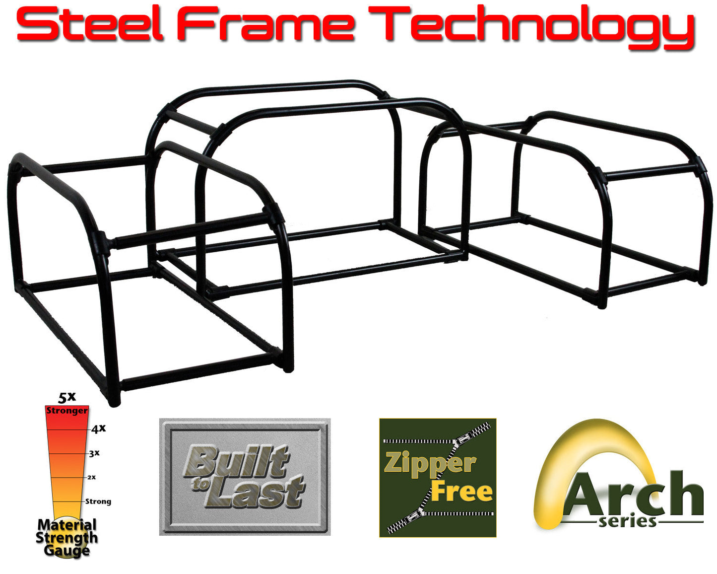 Atv Tek Pro Arch Series™ Padded Bottom Rear Seat ATV Cargo Storage Bag Steel Frame Black