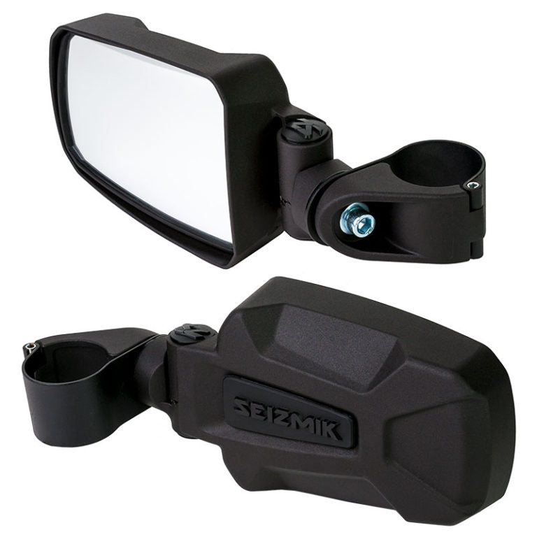 Seizmik #18072 Pursuit Side View Mirror Set (Pair – Cast Aluminium) – 2″ Round Tube with BONUS Color Seal / Cap Kit Included - JT Cycle & ATV