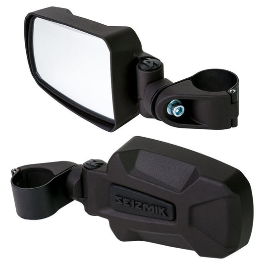 Seizmik #18072 Pursuit Side View Mirror Set (Pair – Cast Aluminium) – 2″ Round Tube with BONUS Color Seal / Cap Kit Included - JT Cycle & ATV