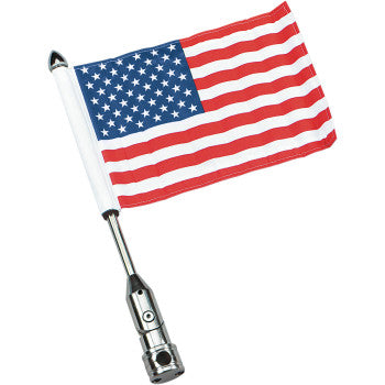 PRO PAD RFM-FLD Motorcycle Harley Cruiser Tour Pack Rack Chrome Folding Flag Mounts with 6"x9" American Flag  1/2" - USA Harley