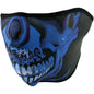 Zan Headgear WNFM024H Neoprene Half Face Mask, Blue Chrome Skull - JT Cycle & ATV