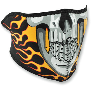 Zan Headgear WNFM061H Neoprene Half Face Mask, Burning Skull - JT Cycle & ATV