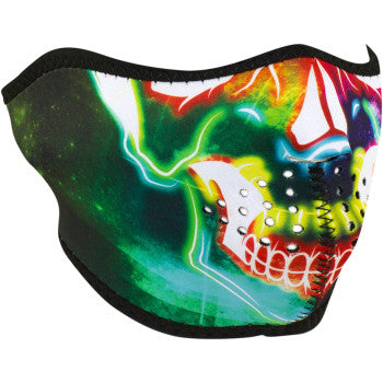 Zan Headgear WNFM098H Neoprene Half Face Mask, Neon Skull - JT Cycle & ATV