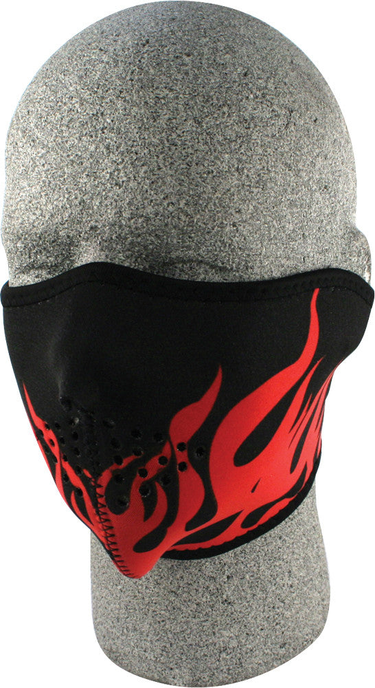 Zan Headgear WNFM229RH Neoprene Half Face Mask, Red Flames - JT Cycle & ATV