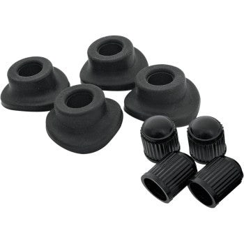 UNIVERSAL VALVE STEM GROMMETS AND CAPS MOTORCYCLE TIRE MX DIRTBIKE OFFROAD