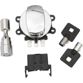 DRAG SPECIALTIES 2106-0252 Side Hinge Ignition Switch with Fork Lock - Chrome for Harley Models