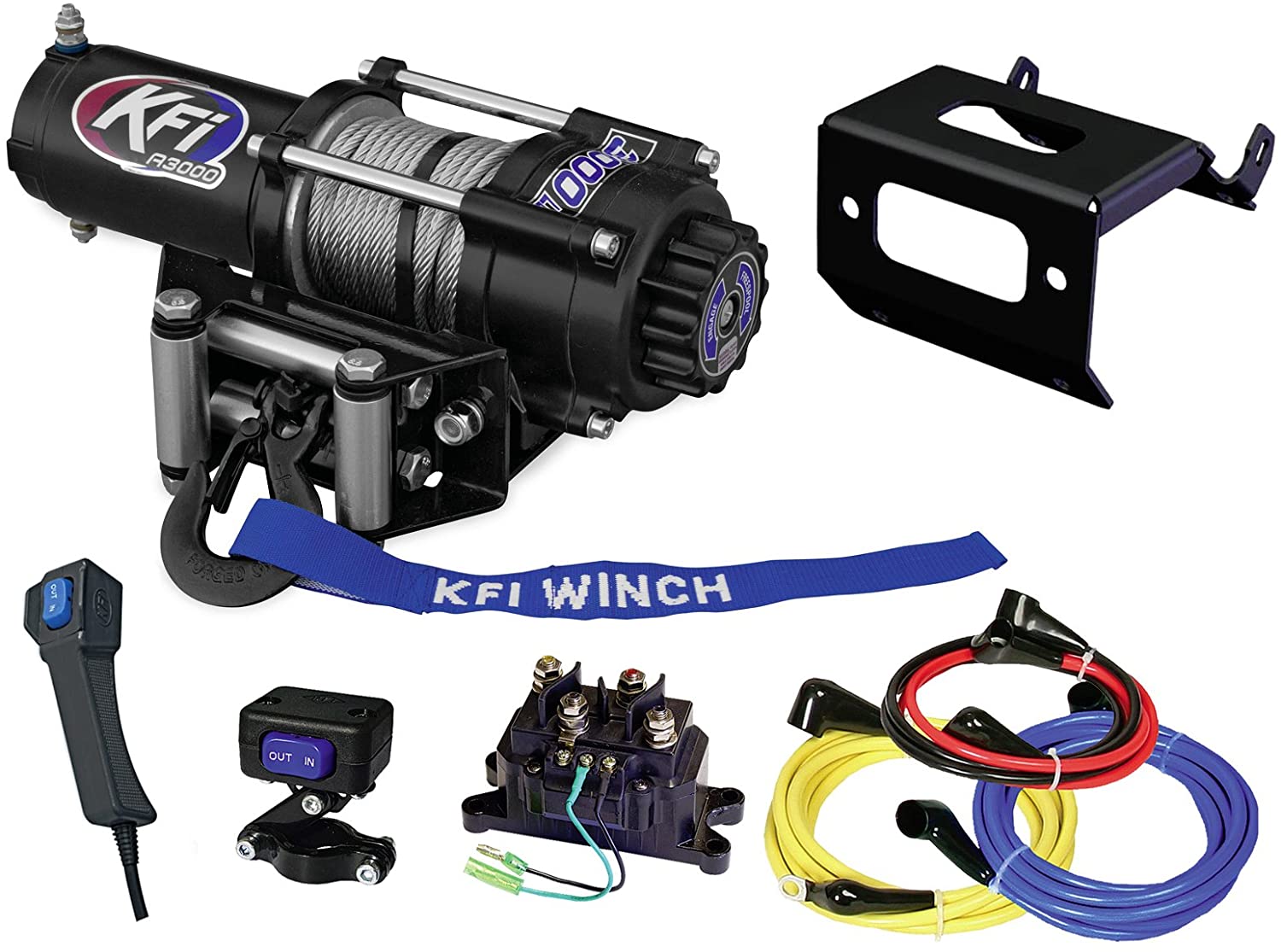 KFI Combo Kit - A3000 3000 lb Winch & Winch Mount - compatible with Honda Rancher TRX420 FM1/FM2 - JT Cycle & ATV