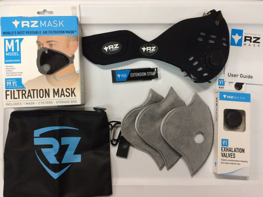 Build Your Own RZ Mask M1 Neoprene Filtered Dust Mask Bundle Bonus Kit Mask, Storage Pouch, Filters, and Extra Set of Valves - JT Cycle & ATV
