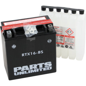 PARTS UNLIMITED BATTERIES RTX16-BS AGM Maintenance-Free Battery AGM Battery YTX16-BS .8 L - JT Cycle & ATV