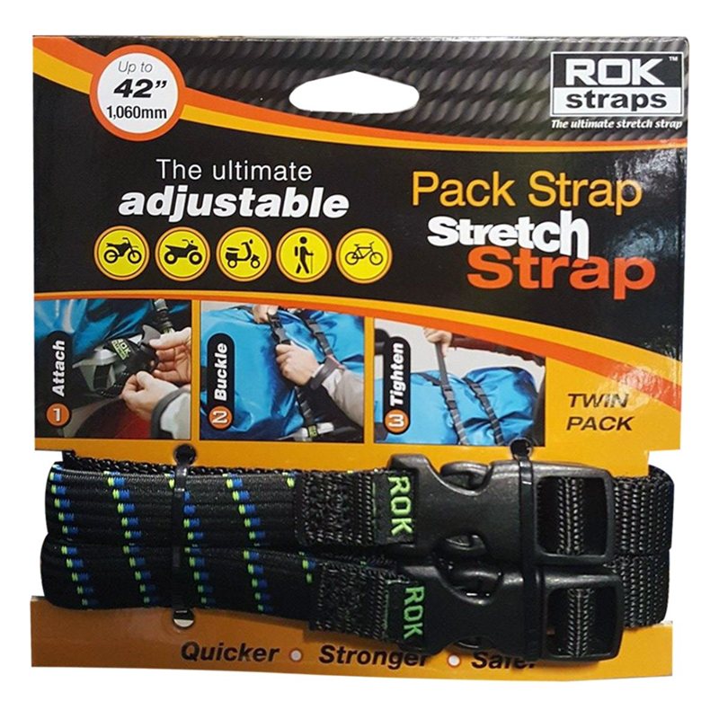 ROK Straps Medium Duty Adjustable Cargo Straps Black/Orange
