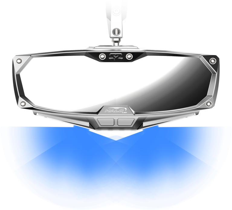 Seizmik #18020 Halo-RA LED UTV Rearview Mirror with Cast Aluminum Bezel – 2″ and 1.875″ Round Tube ROPS - JT Cycle & ATV