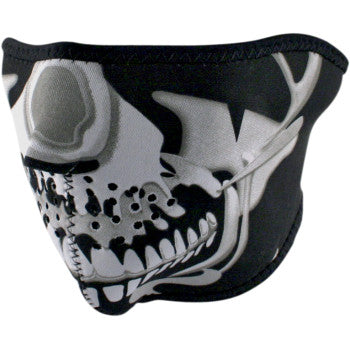 Zan Headgear WNFM023H Neoprene Half Face Mask, Chrome Skull - JT Cycle & ATV