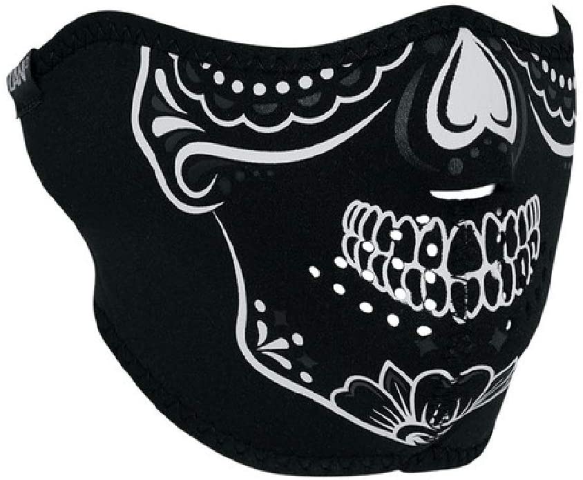 Zan Headgear WNFM028HG Neoprene Half Face Mask, Calavera Glow in the Dark - JT Cycle & ATV