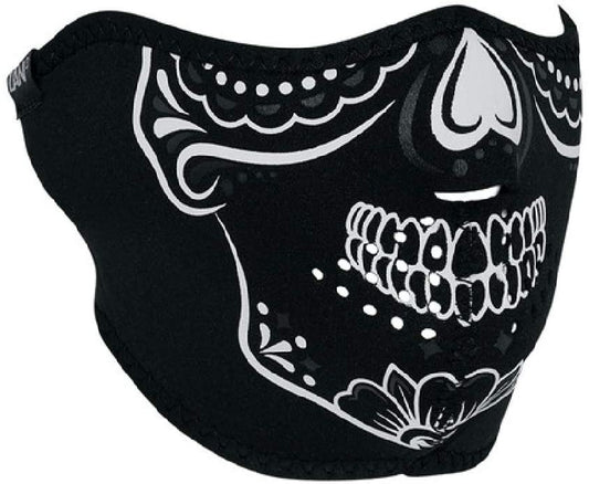 Zan Headgear WNFM028HG Neoprene Half Face Mask, Calavera Glow in the Dark - JT Cycle & ATV